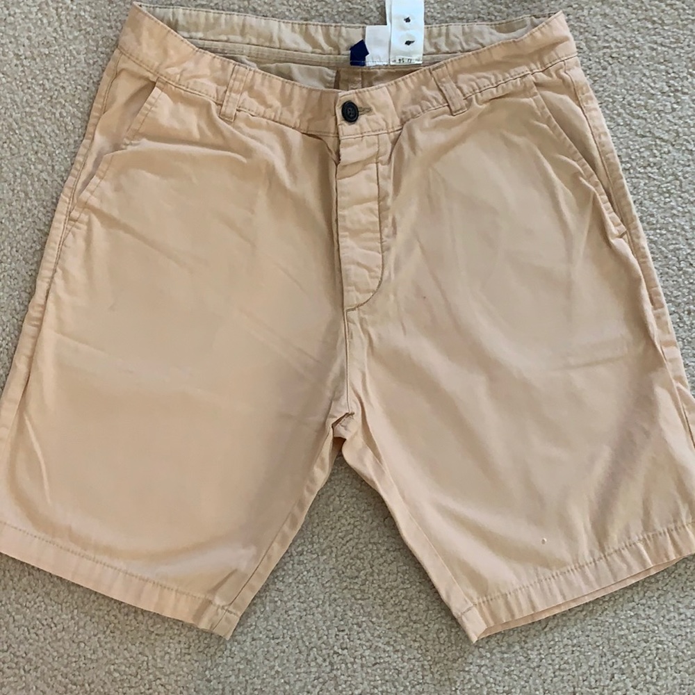 Tan flat front shorts